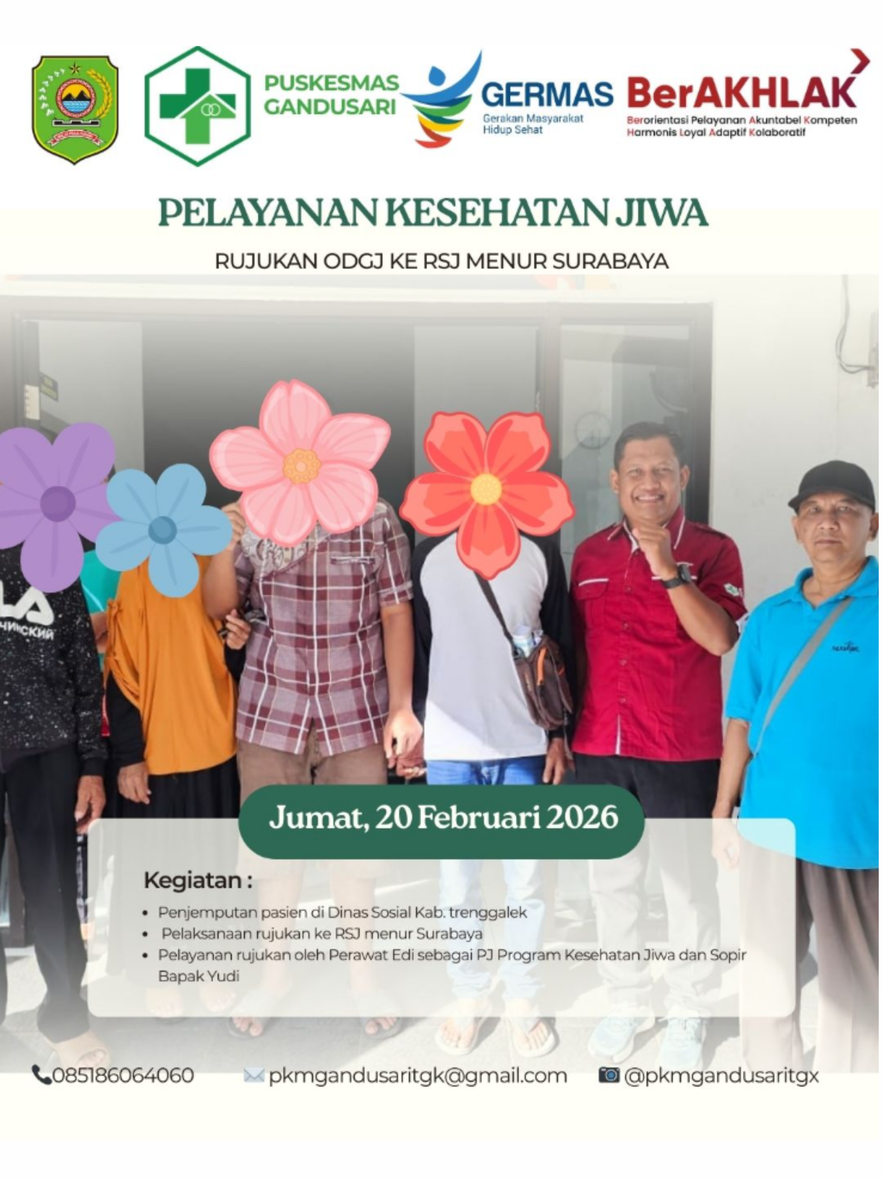 Dampingi Pasien ODGJ ke Rumah Sakit Jiwa Menur Surabaya